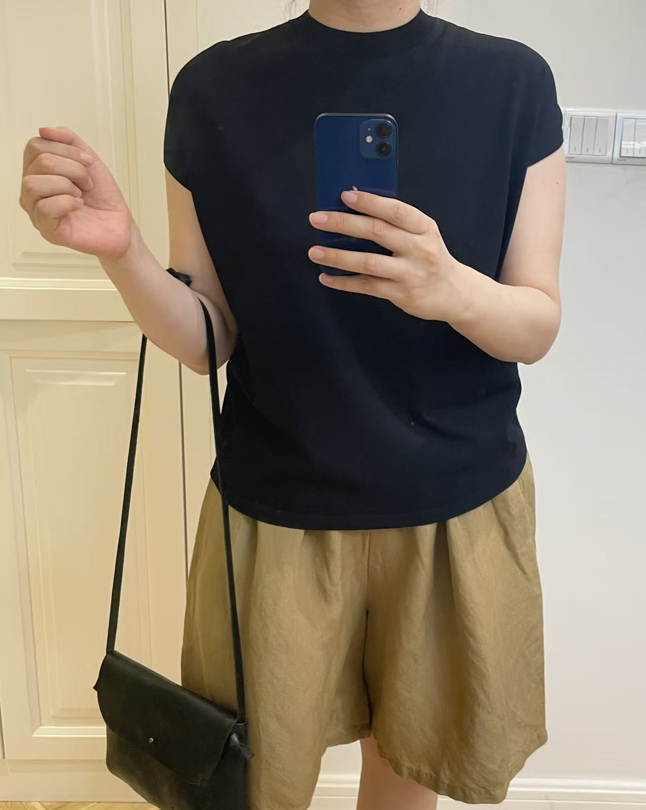来自感同/2026新女款光泽苎麻洗水宽松大短裤裙裤宽松休闲松紧腰