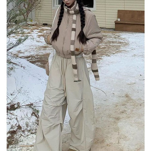 美式复古立领短款棉服外套女2025年冬季小众显瘦百搭面包服棉衣潮