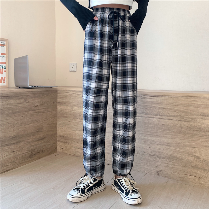 Real price net red casual plaid pants