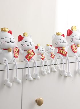 可爱招财猫桌面摆件客厅装饰树脂工艺品日常送礼祝福乔迁新房礼物