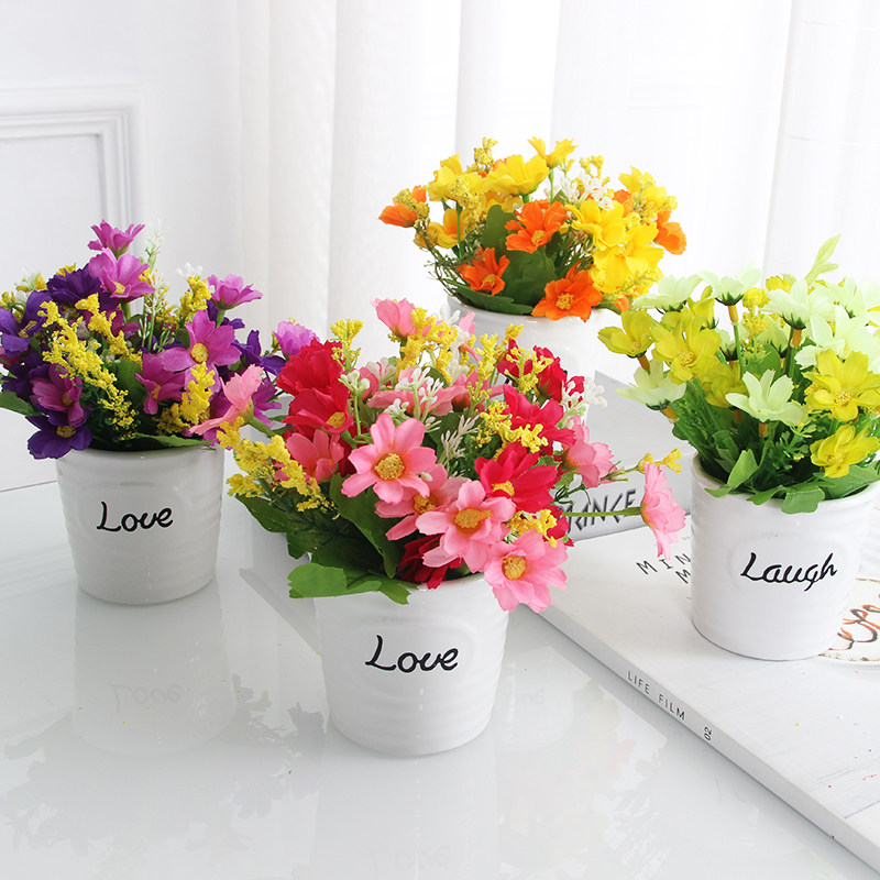 假花仿真花客厅装饰花摆件家居室内干花束塑料绢花小盆栽套装摆设