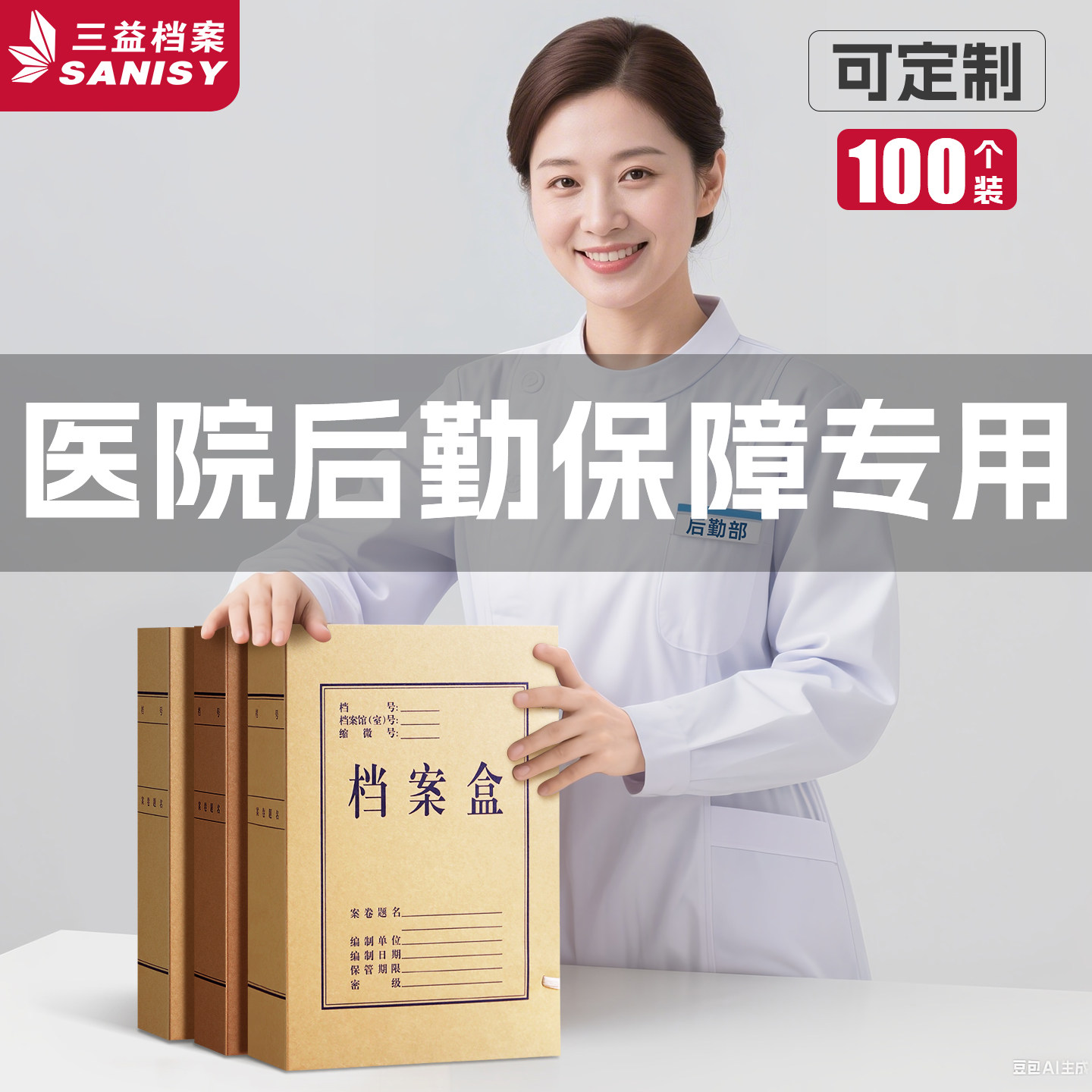 100个牛皮纸档案盒医院后勤保障专用办公室无酸纸财务人事文件资料