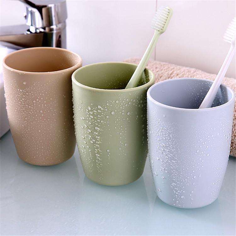 素色环保塑料情侣刷牙杯洗漱杯子加厚圆形漱口杯水杯加厚