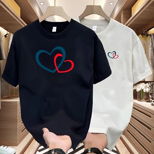 新款 男t恤夏季 300克重磅纯棉情侣短袖 休闲上衣打底衫 奥莱专柜