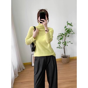 S17154 田原~特 好品质实打实~ 尖货~莼山羊绒堆堆高领打底针织衫