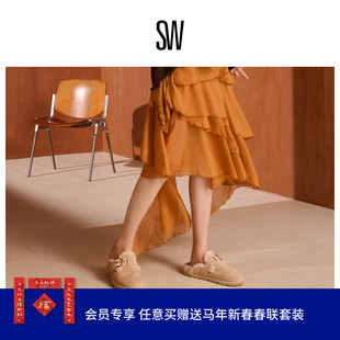 【秋冬新品】SW CHRYSTIE SHEARLING MULE 圆头金属搭扣穆勒鞋女