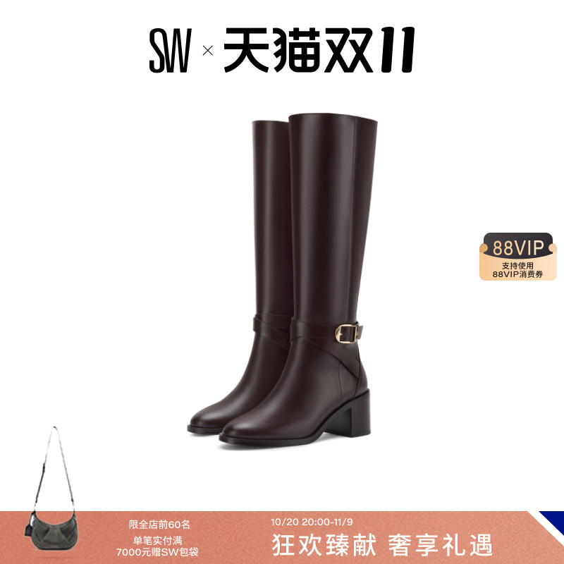 SW早秋新品机车风瘦瘦靴骑士靴