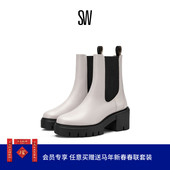 秋冬沟纹厚底圆头烟筒靴切尔西靴女 BOOTIE SOHO CHELSEA