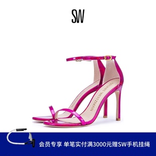 SW NUDISTSONG 夏季宴会风优雅细高跟一字带凉鞋