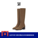 圆头侧拉链粗高跟套筒及膝靴长筒靴女骑士靴 BOOT ESME ZIP