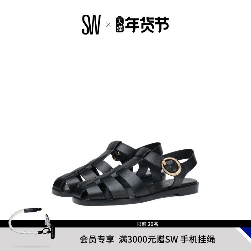 【早秋新品】SW VILLA FISHERMAN SANDAL 金属扣平底渔夫鞋凉鞋女,女鞋,休闲凉鞋,淘宝优惠券,粉丝福利购,淘宝优惠卷