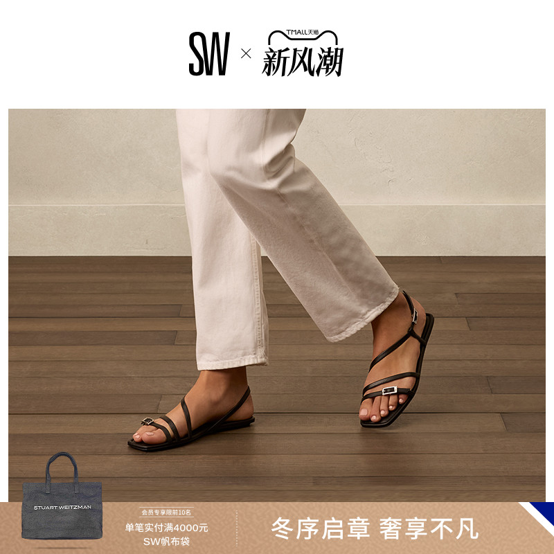 SW25年夏季新款平底方头细带凉鞋