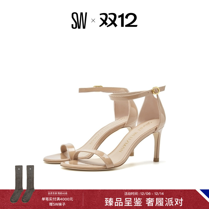 SW夏季经典仙女风一字带高跟凉鞋