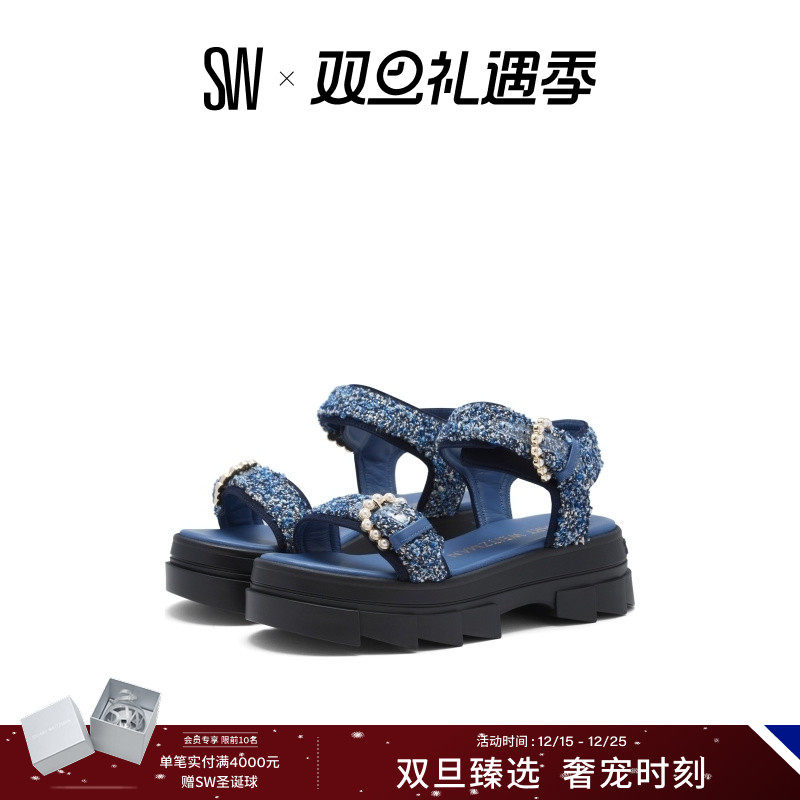 SW夏季新款珍珠厚底运动凉鞋女