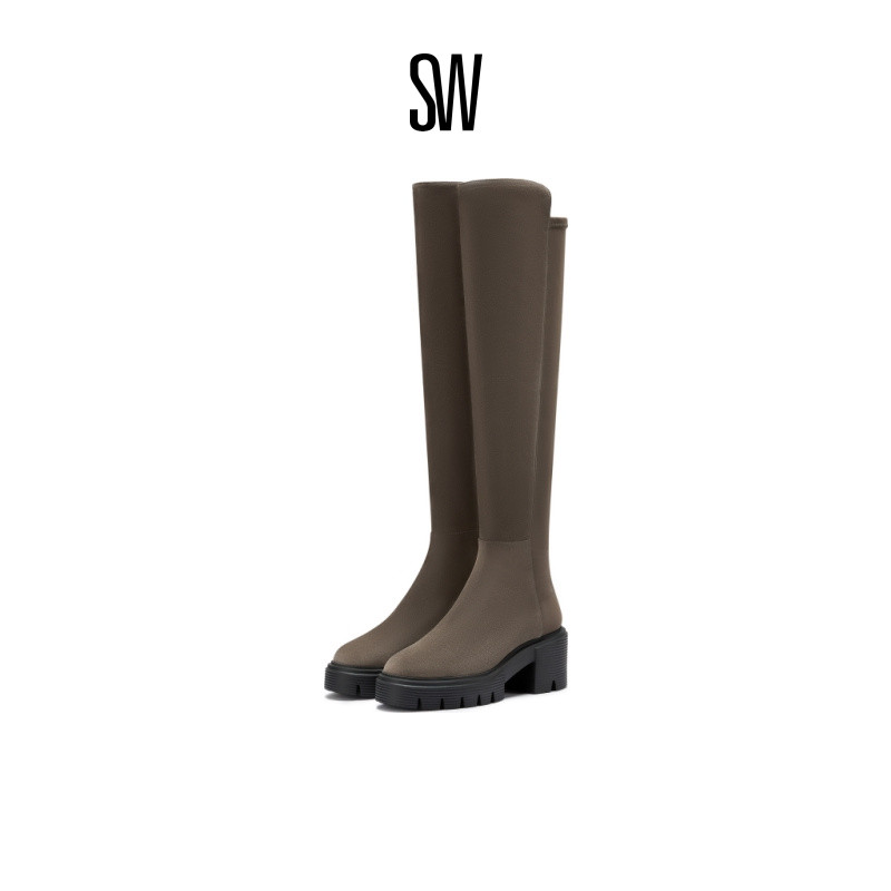 SW秋冬厚底骑士靴长筒过膝靴女