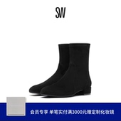 秋冬经典 Stuart ODETTA 粗方跟短靴女靴子圆头瘦瘦靴 Weitzman