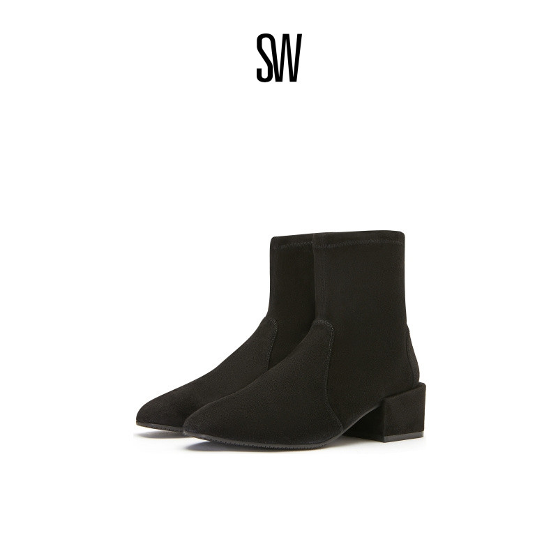 SW秋冬经典方跟短靴瘦瘦袜靴