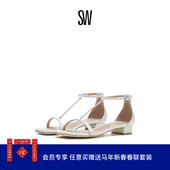 粗跟罗马度假风一字带凉鞋 DECO FLAT夏季 NUDISTCURVE CRYSTAL