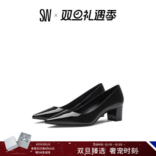 SW24春夏新款尖头粗跟高跟鞋