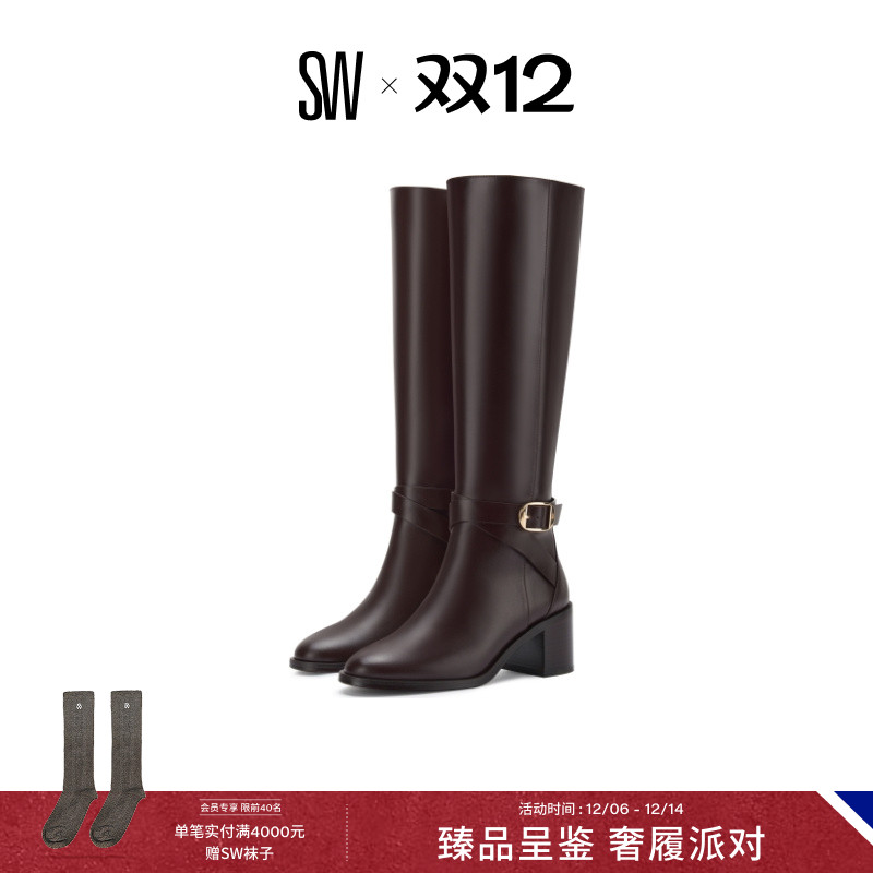 SW早秋新品机车风瘦瘦靴骑士靴