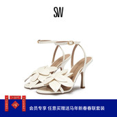 夏季 100 新品 PARADISE 优雅花卉超高跟细跟系带凉鞋 女