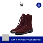 冬季 饰低跟圆头系带时装 珍珠装 短靴女 SONDRA