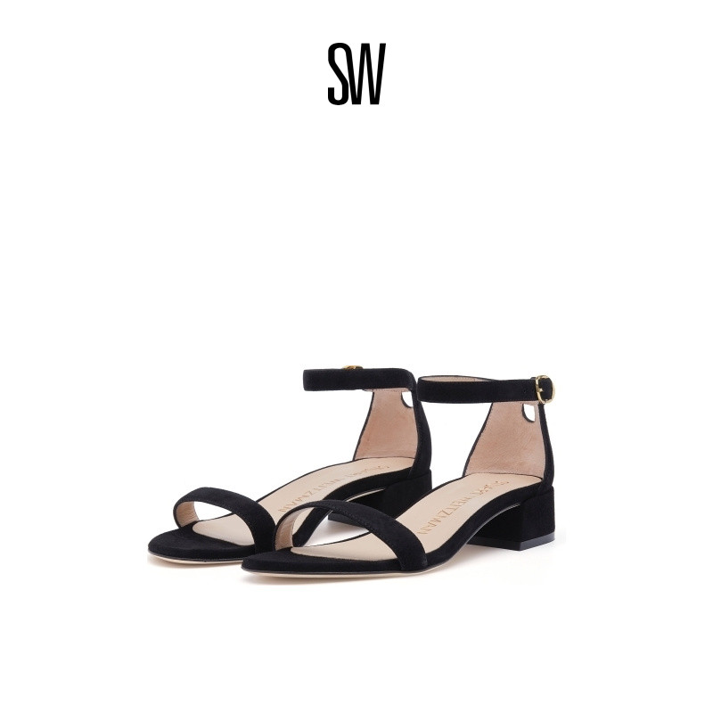 sw春夏经典仙女风低跟一字带凉鞋