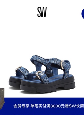 SW NOHO PEARL BUCKLE SANDAL 夏季珍珠装饰凉鞋厚底运动凉鞋女