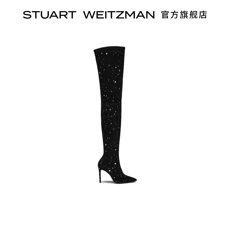 SW秋冬新款水晶细高跟过膝靴女