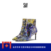 ZIP KIDSUPER STUART BOOTIE 尖头细跟彩绘短筒高跟女靴