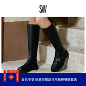 秋冬粗方跟长筒靴厚底瘦瘦靴女侧拉链骑士靴 BOOT MILA LIFT