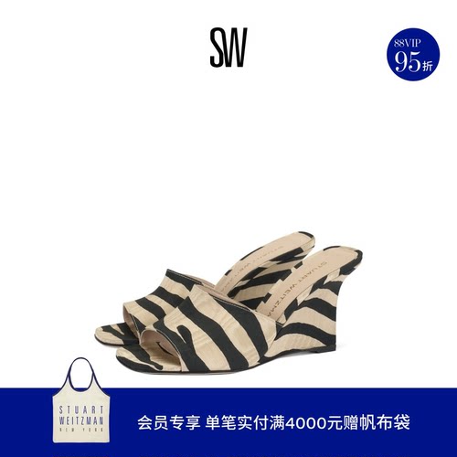 SW夏季厚底方头坡跟凉鞋