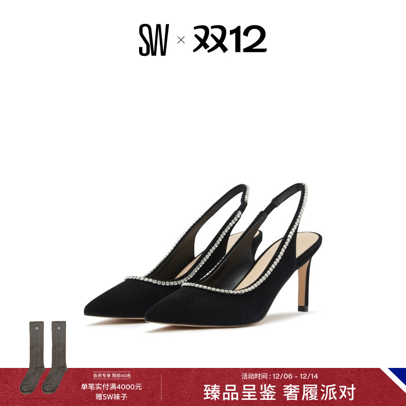 SW夏季细跟高跟鞋露跟单鞋