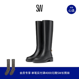 扣式 BOOT CELIA 低跟圆头厚底长靴女 SOLUXE