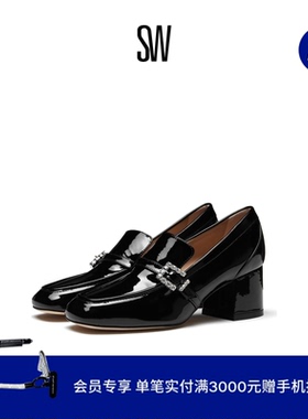 SW CRYSTAL GEO BUCKLE 60 LOAFER 春夏水晶方扣方跟乐福鞋女