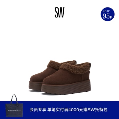 SW圆头厚底毛毛短靴雪地靴女