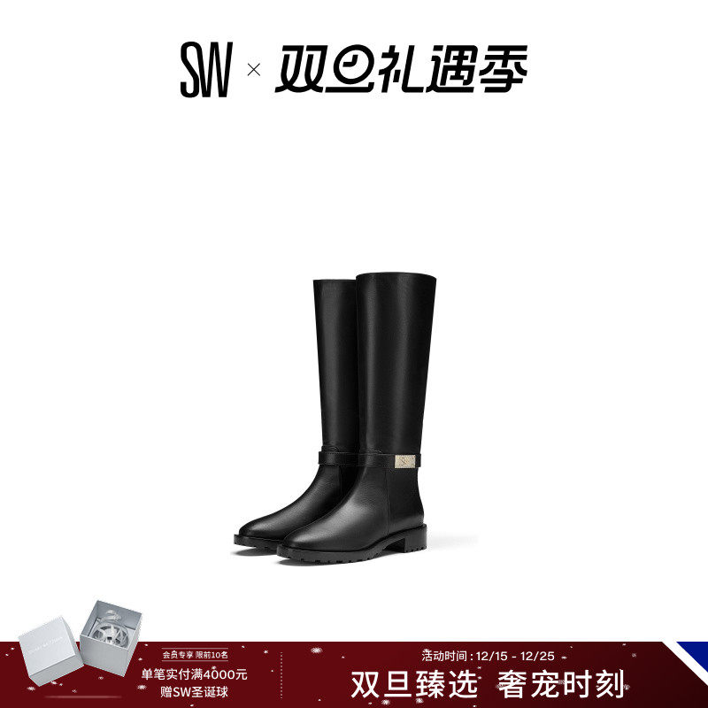 SW秋冬新款粗跟侧拉链及膝靴女