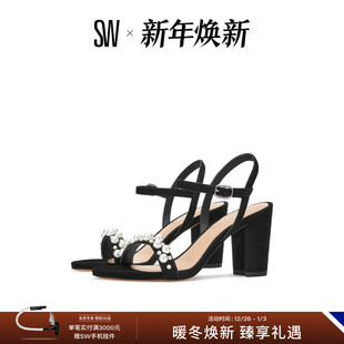 BLOCK SANDAL 2025新款 GOLDIE 女款 饰一字带凉鞋 珍珠装