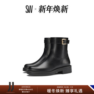 早春新品 BOOTIE BUCKLE 金属扣圆头拉链短靴女 SULLY