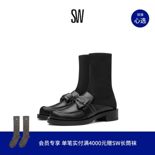 SOFIA 蝴蝶结乐福鞋 BOLD BOOTIE 拼接短靴女瘦瘦靴袜靴 LOAFER