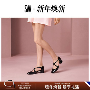 CLEM 25新款 女单鞋 交叉扣带方跟圆头高跟鞋 春夏新品