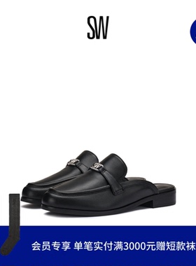 SW LIANA LOGO MULE 25春夏新款平底方跟包头穆勒鞋女乐福鞋