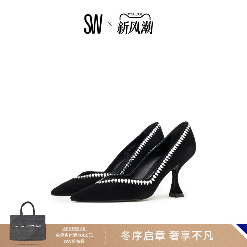 SW水晶异形跟高跟鞋浅口单鞋