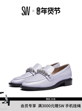 SW PEARLDROP LOAFER 夏季方跟珍珠装饰乐福鞋一脚蹬小皮鞋女