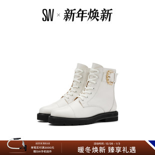 PIPER 珍珠装 LIFT 秋冬季 饰粗跟短靴系带马丁靴女 BOOTIE