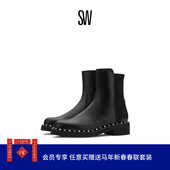 水晶珍珠装 饰方跟短靴女烟筒靴 BOOTIE 2025新款 5050 REVERIE