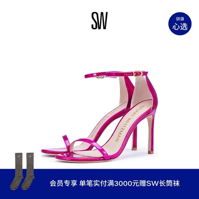 SW NUDISTSONG 夏季宴会风优雅细高跟一字带凉鞋