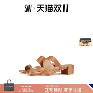 SLIDE 夏季 粗跟方头凉鞋 女 女双带外穿拖鞋 MIAMI