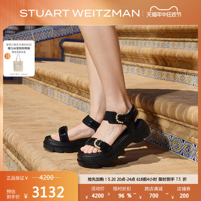 StuartWeitzman珍珠厚底凉鞋