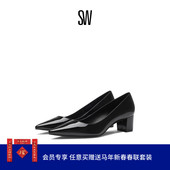 Weitzman 优雅尖头粗跟高跟鞋 Stuart PUMP STUART BLOCK